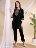 Embroidered Velvet Co-Ords, Bottle-Green - Hiral Fashion - Distacart