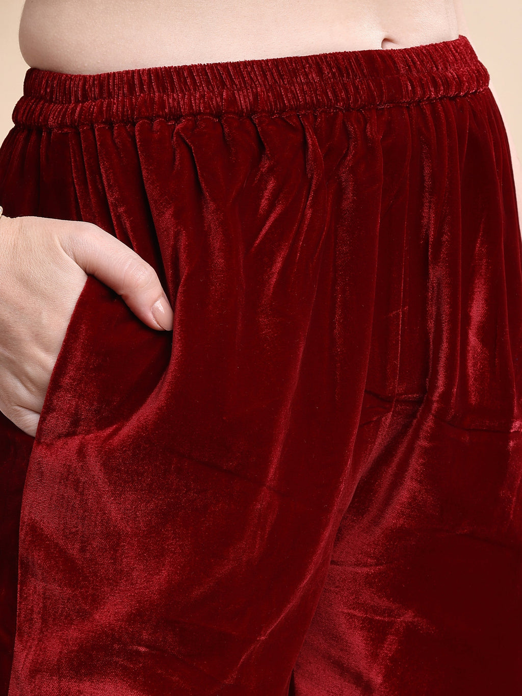 Embroidered Velvet Co-Ords, Maroon - Hiral Fashion - Distacart