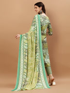 Printed Cotton Green Kurta Pant & Dupatta Set, Multicolor - Hiral Fashion - Distacart