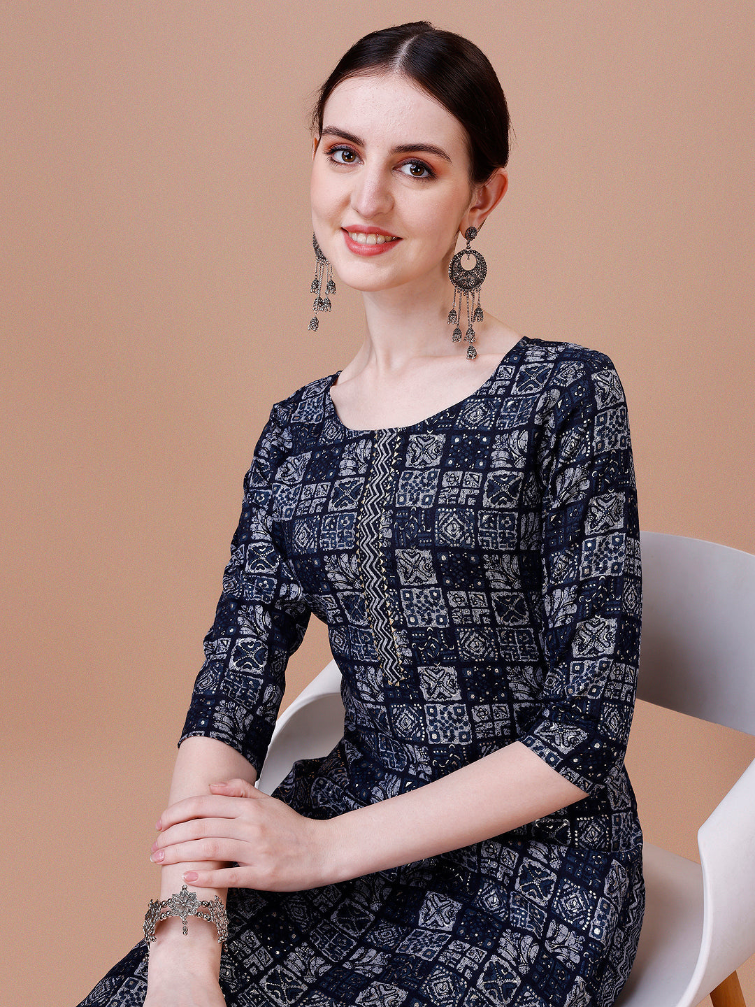 Ethnic Tribal Printed Kurta & Pant Set, Multicolor - Hiral Fashion