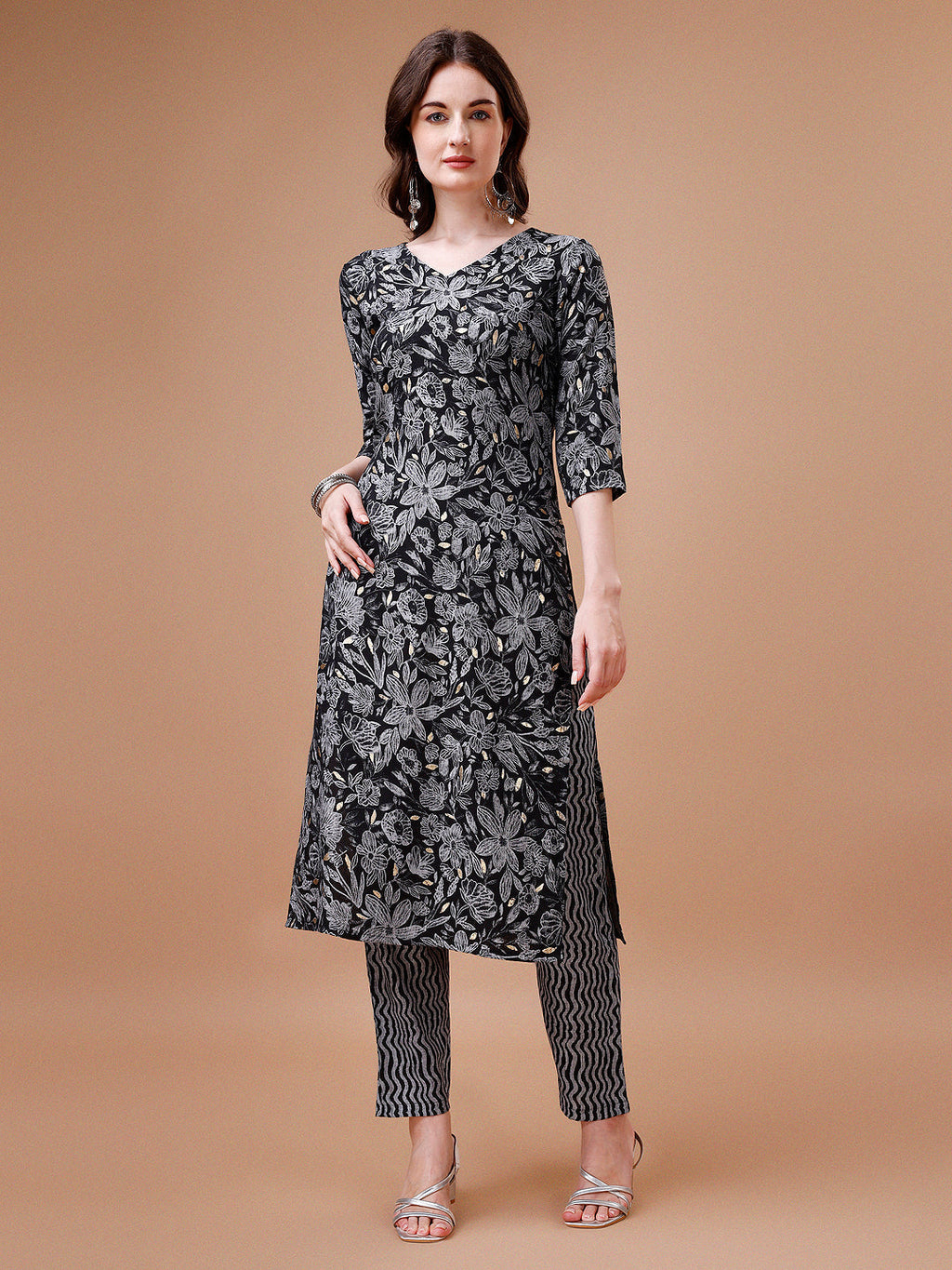 Women Floral Printed Casual Wear Kurta With Pant, Multicolor - Hiral Fashion