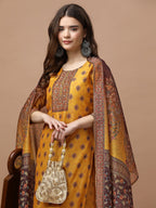 Embroidered & Ethnic Motifs Printed Kurta With Pant & Dupatta, Multicolor - Hiral Fashion - Distacart