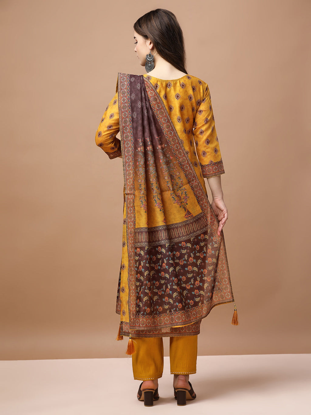 Embroidered & Ethnic Motifs Printed Kurta With Pant & Dupatta, Multicolor - Hiral Fashion - Distacart