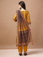 Embroidered & Ethnic Motifs Printed Kurta With Pant & Dupatta, Multicolor - Hiral Fashion - Distacart