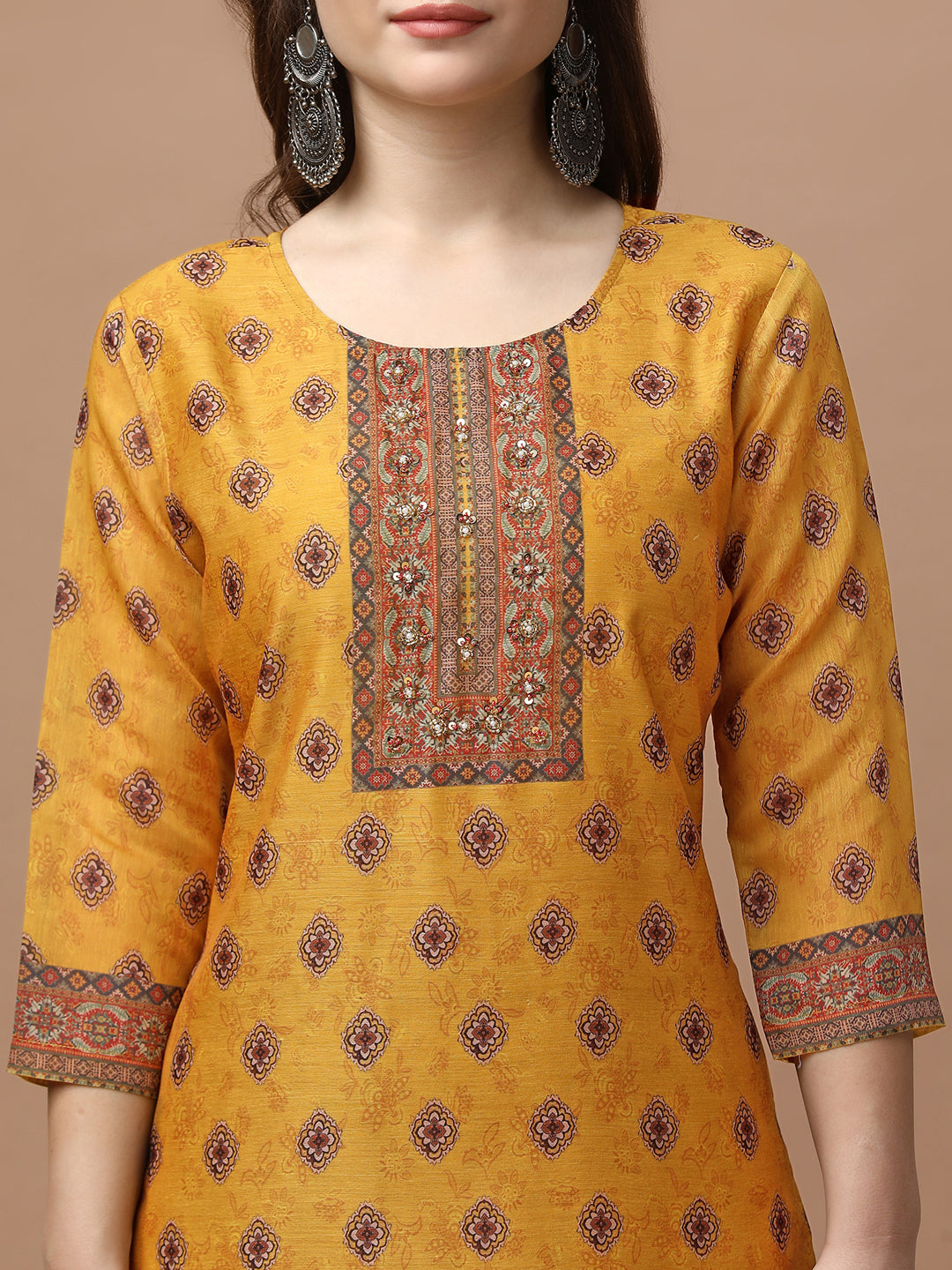 Embroidered & Ethnic Motifs Printed Kurta With Pant & Dupatta, Multicolor - Hiral Fashion - Distacart