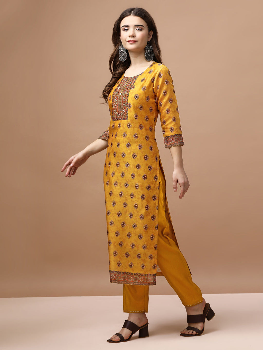 Embroidered & Ethnic Motifs Printed Kurta With Pant & Dupatta, Multicolor - Hiral Fashion - Distacart
