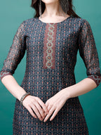 Hand Embroidered Kurta With Pant & Dupatta, Multicolor - Hiral Fashion - Distacart