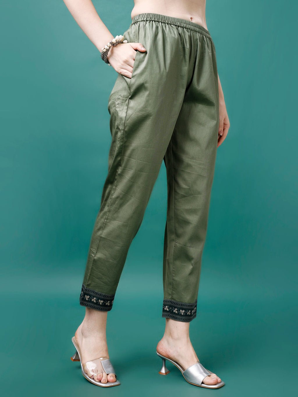 Hand Embroidered Kurta With Pant & Dupatta, Multicolor - Hiral Fashion