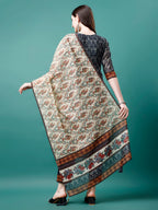 Hand Embroidered Kurta With Pant & Dupatta, Multicolor - Hiral Fashion - Distacart