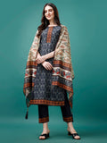 Hand Embroidered Kurta With Pant & Dupatta, Multicolor - Hiral Fashion - Distacart