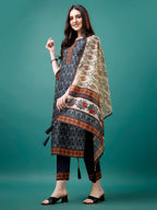 Hand Embroidered Kurta With Pant & Dupatta, Multicolor - Hiral Fashion - Distacart