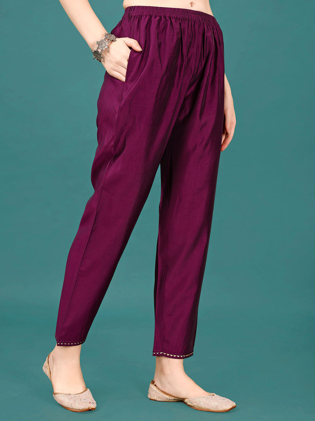 Printed & Hand Embroidered Kurta With Pant & Dupatta, Multicolor - Hiral Fashion