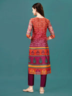 Printed & Hand Embroidered Kurta With Pant & Dupatta, Multicolor - Hiral Fashion