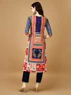Hand Embroidered & Printed Kurta With Pant & Printed Dupatta, Multicolor - Hiral Fashion - Distacart
