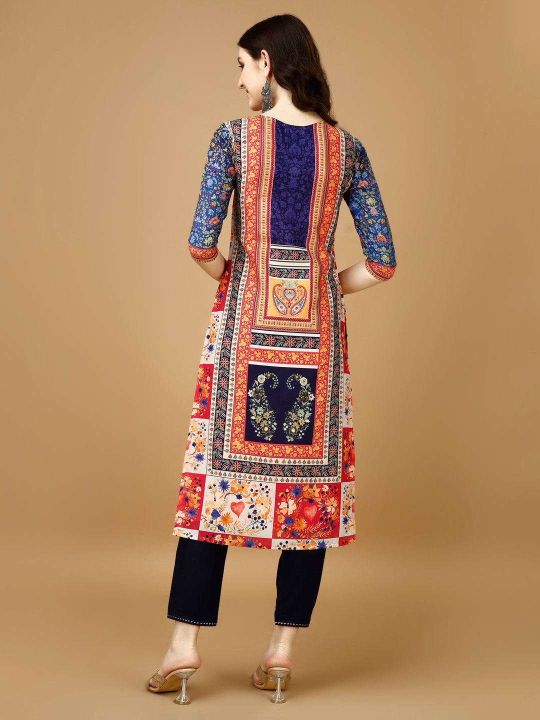 Hand Embroidered & Printed Kurta With Pant & Printed Dupatta, Multicolor - Hiral Fashion - Distacart