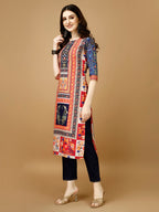 Hand Embroidered & Printed Kurta With Pant & Printed Dupatta, Multicolor - Hiral Fashion - Distacart