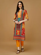 Hand Embroidered & Printed Kurta With Pant & Printed Dupatta, Multicolor - Hiral Fashion - Distacart