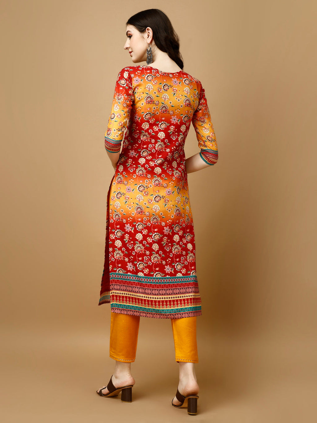 Hand Embroidered & Printed Kurta With Pant & Printed Dupatta, Multicolor - Hiral Fashion - Distacart