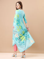 Hand Embroidered Floral Printed Kurta With Pant & Dupatta, Multicolor - Hiral Fashion