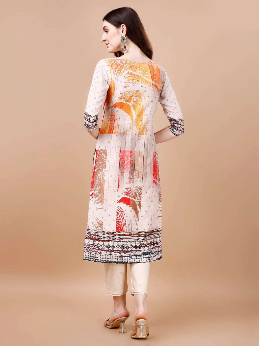 Hand Embroidered Printed Muslin Kurta With Pant & Dupatta, Multicolor - Hiral Fashion - Distacart