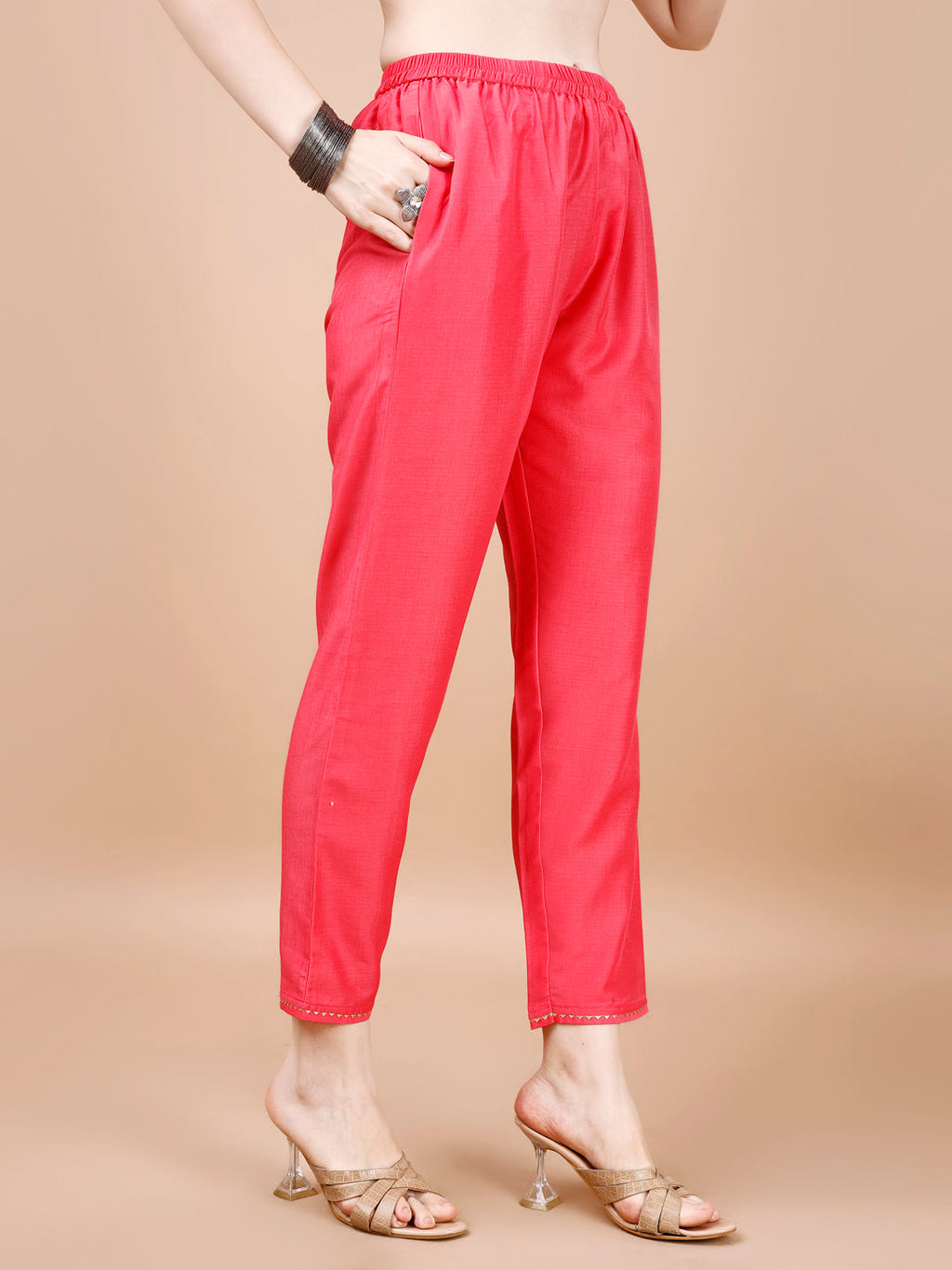 Hand Embroidered Stripes Printed Muslin Kurta With Pant & Dupatta, Multicolor - Hiral Fashion - Distacart