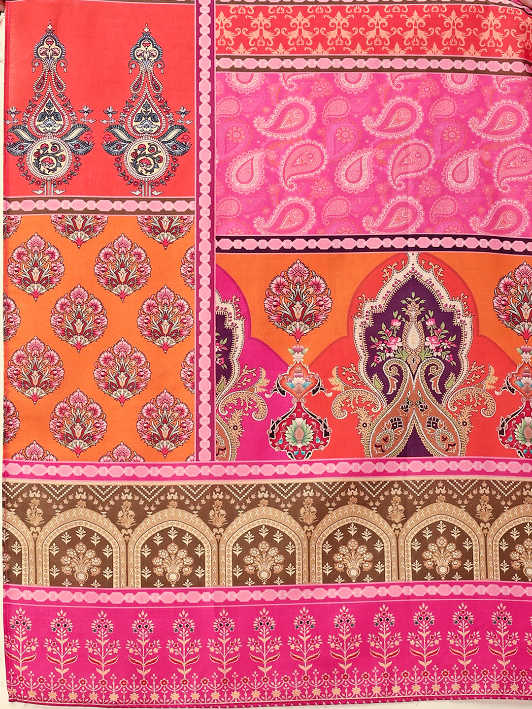 Printed Cotton Kurta With Pant & Dupatta, Pink - Hiral Fashion