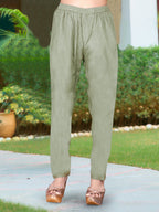 Hand Embroidered & Printed Pure Silk Kurta With Pant & Printed Dupatta, Grey - Hiral Fashion - Distacart
