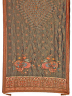 Hand Embroidered & Printed Pure Silk Kurta With Pant & Printed Dupatta, Green - Hiral Fashion