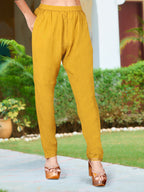 Hand Embroidered & Printed Pure Silk Kurta With Pant & Printed Dupatta, Yellow - Hiral Fashion - Distacart