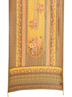 Hand Embroidered & Printed Pure Silk Kurta With Pant & Printed Dupatta, Yellow - Hiral Fashion - Distacart
