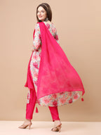 Alia Cut Hand Embroidered Floral Printed Pure Chinon Kurta With Pant & Dupatta, Multicolor - Hiral Fashion - Distacart