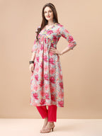 Alia Cut Hand Embroidered Floral Printed Pure Chinon Kurta With Pant & Dupatta, Multicolor - Hiral Fashion - Distacart