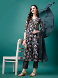 Alia Cut Hand Embroidered Floral Printed Pure Chinon Kurta With Pant & Dupatta, Multicolor - Hiral Fashion - Distacart