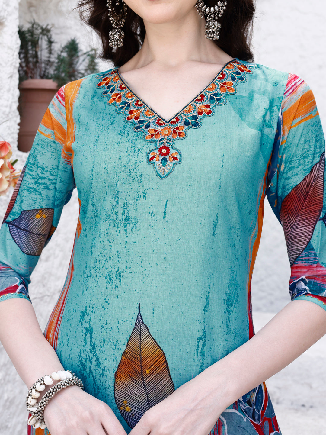 Embroidered & Floral Printed Kurta With Pant & Printed Dupatta Premium Luxury, Multicolor - Hiral Fashion - Distacart