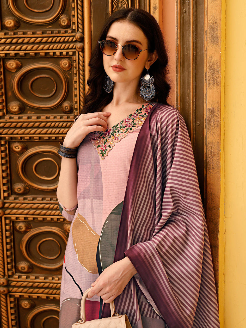 Embroidered & Floral Printed Kurta With Pant & Printed Dupatta Premium, Multicolor - Hiral Fashion - Distacart