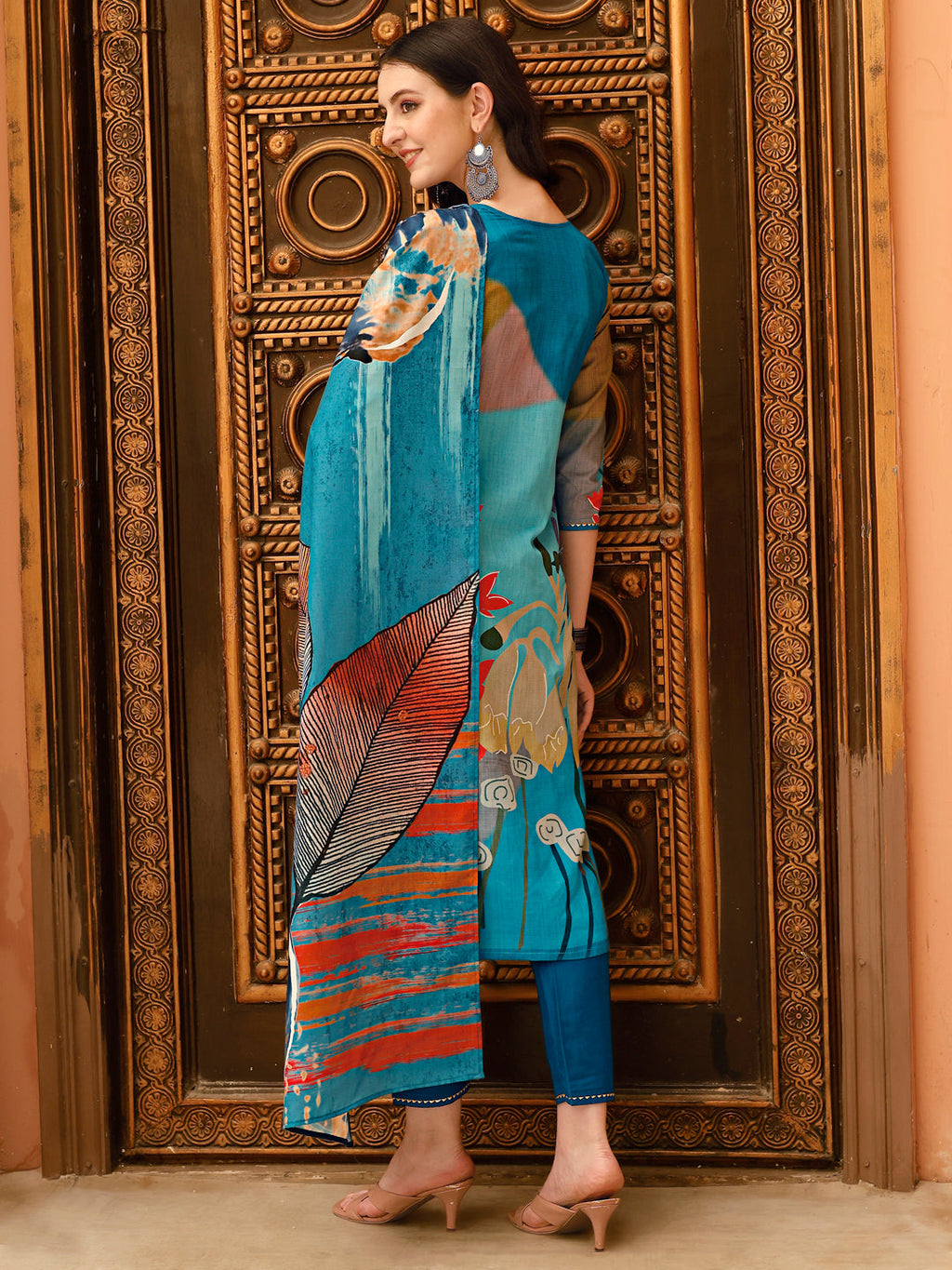 Embroidered & Floral Printed Kurta With Pant & Printed Dupatta, Multicolor - Hiral Fashion - Distacart