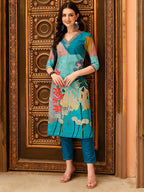 Embroidered & Floral Printed Kurta With Pant & Printed Dupatta, Multicolor - Hiral Fashion - Distacart