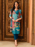 Embroidered & Floral Printed Kurta With Pant & Printed Dupatta, Multicolor - Hiral Fashion - Distacart