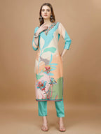 Embroidered & Floral Printed Kurta With Pant & Printed Dupatta Premium, Multicolor - Hiral Fashion - Distacart