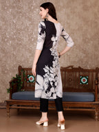 Embroidered & Floral Printed Kurta With Pant & Printed Dupatta Premium, Black - Hiral Fashion - Distacart