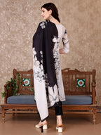 Embroidered & Floral Printed Kurta With Pant & Printed Dupatta Premium, Black - Hiral Fashion - Distacart
