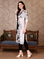 Embroidered & Floral Printed Kurta With Pant & Printed Dupatta Premium, Black - Hiral Fashion - Distacart