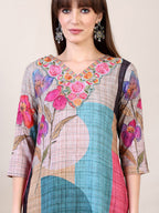 Embroidered & Printed Kurta With Pant & Dupatta, Multicolor - Hiral Fashion - Distacart