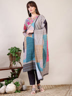 Embroidered & Printed Kurta With Pant & Dupatta, Multicolor - Hiral Fashion - Distacart