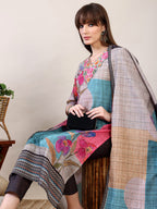 Embroidered & Printed Kurta With Pant & Dupatta, Multicolor - Hiral Fashion - Distacart