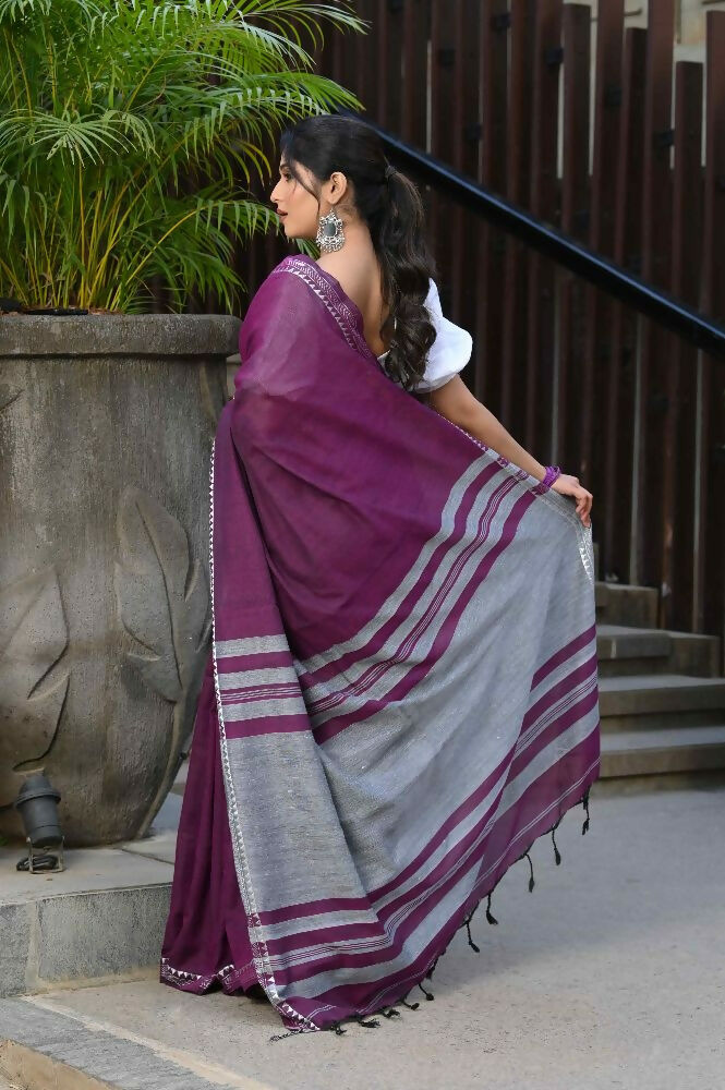 Beatitude Magenta Cotton Handloom Saree