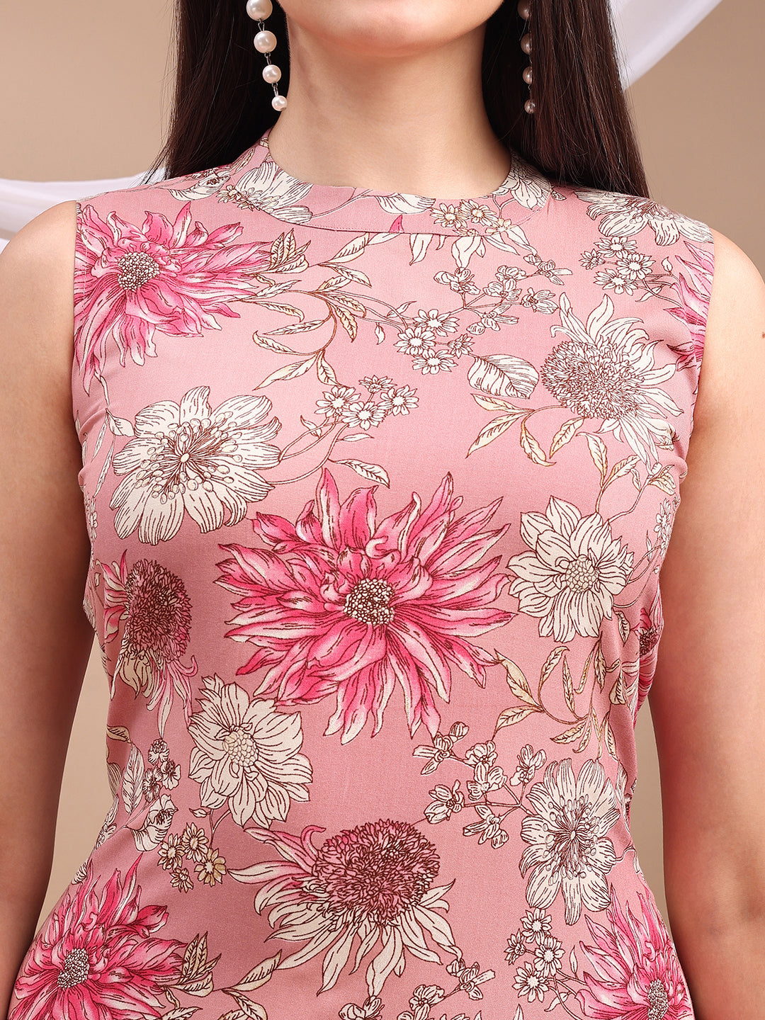 Floral Printed Kurta With Palazzo Pant, Pink - Hiral Fashion