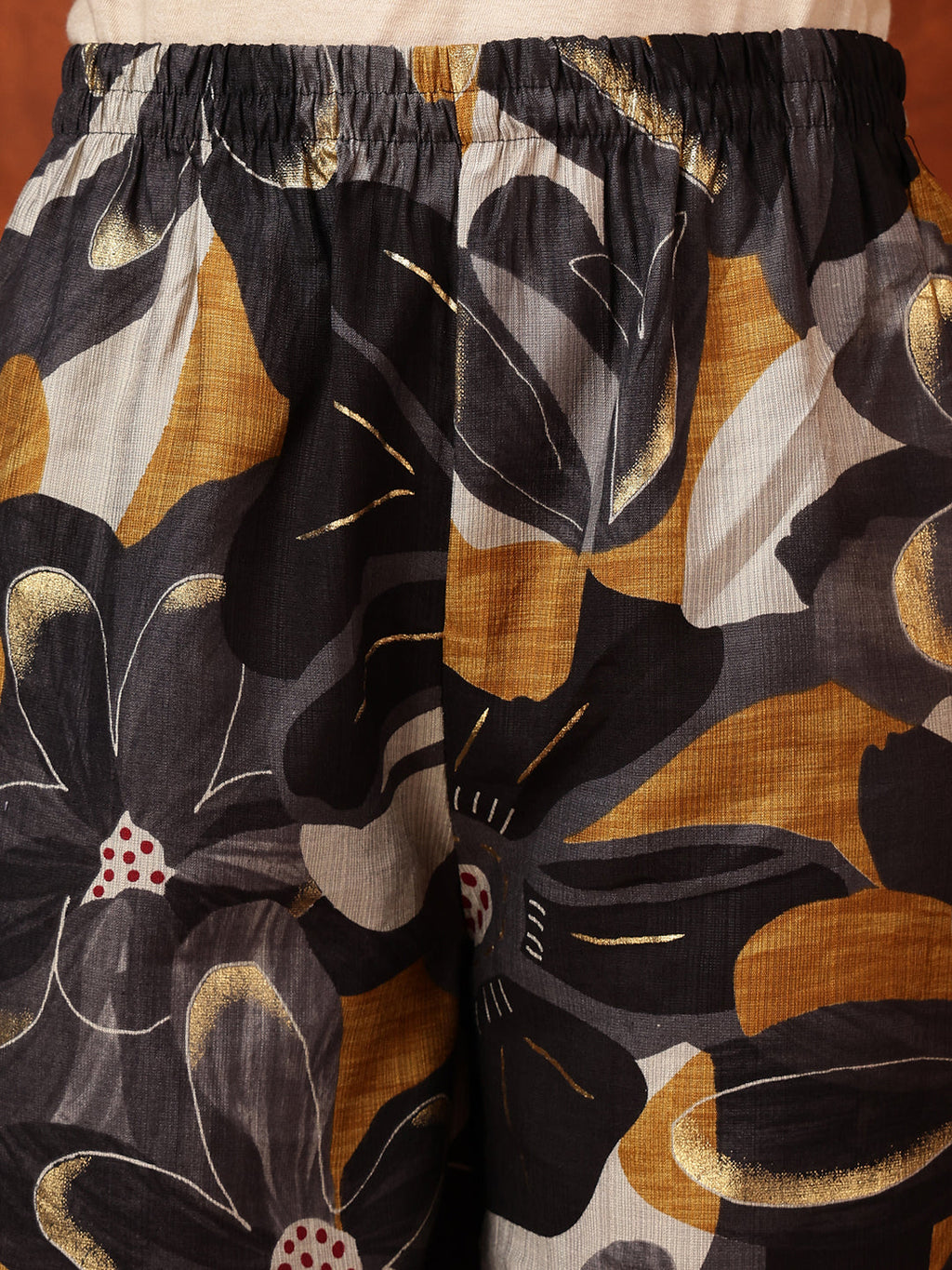 Floral Printed Kurta With Palazzo Pant, Black - Hiral Fashion