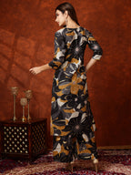 Floral Printed Kurta With Palazzo Pant, Black - Hiral Fashion
