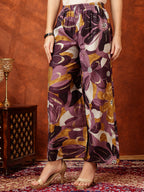 Floral Printed Kurta With Palazzo Pant, Purple - Hiral Fashion - Distacart